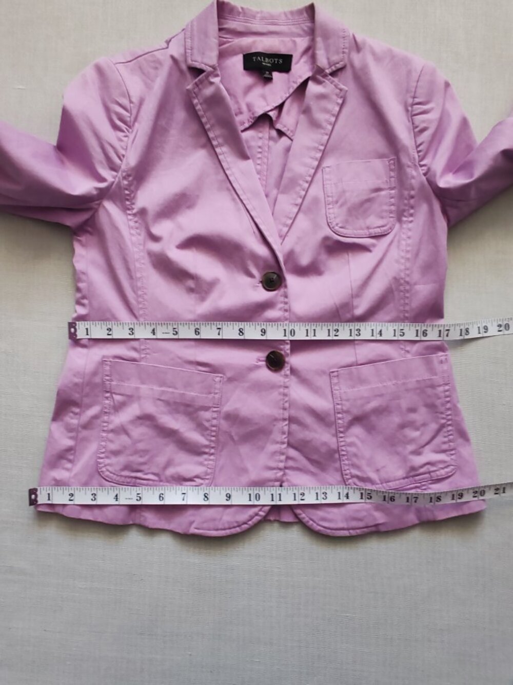 Talbots Petites Lilac Pink Cotton Stretch Blazer Jacket Size 2P 2 Petite - Picture 8 of 12